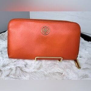 Tory Burch Vibrant Orange Zip Wallet As-Is